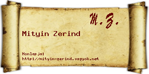Mityin Zerind névjegykártya